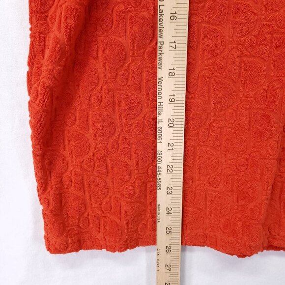 Dior Oblique Jacquard T-Shirt Womens Medium Orange Terry Crew Neck Cotton - Picture 8 of 14